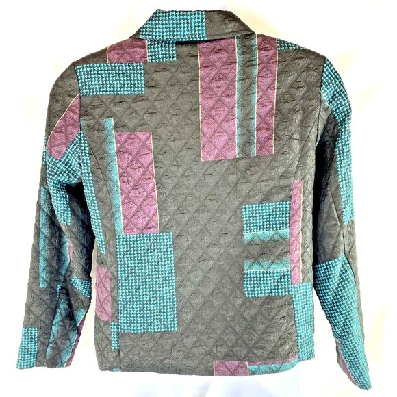 Erin London Women's M Quilted Color Block Jacket Zipper Puffer Purple Blue y2k - Picture 5 of 11